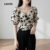 Lovito Blusa Casual com Pregas e Zíper Tecido Macio Primavera/Verão Preta e Branca LBL26349