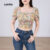 Lovito Blusa Boho Feminina Multicolorida Amarração Traseira Verão Primavera L134ED001