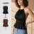 (Trendy2) Lovito Regata Elegante Com Renda Lisa E Franzida Para Mulheres L106AD087
