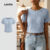 Lovito Camiseta Feminina Casual de Tecido Texturizado, Básica, Verão/Primavera, L129AD1076