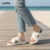 Sandália Plana Feminina Lovito Casual Fada com Sola Grossa, Fita Antiderrapante, Design de Embrulho, LFA62172