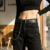 (Trendy2) Lovito Cinto de Corrente Simples para Mulheres L60AD093 (Preto)