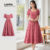 (Lovito Refine) Vestido feminino elegante com zíper e textura premium, tom vermelho rosado, código LR12L033