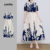 Lovito Vestido Feminino Azul com Botões Florais e Laço Frontal para Primavera/Verão LBL24520