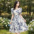 Lovito Vestido Feminino Tie-dye Plissado Zíper Casual Primavera/Verão L131LD1149
