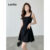 Lovito Vestido Casual Liso Franzido Feminino LNA57166