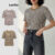 Lovito Blusa Casual Feminina Listrada com Textura Plissada L89ED062 (Multicolorida)