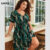 Lovito Vestido Plissado De Penas Boho Curva Plus Size Para Mulheres LBL201795