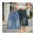 Lovito Short Jeans Feminino Casual com Bolso Liso Multicolorido L93AD053