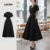 Lovito Vestido Casual com Bolsos Clássico e Versátil Preto para Mulheres Primavera/Verão L138ED216