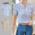 Lovito Blusa Feminina Casual Listrada com Estampa e Plissada L132ED269
