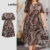Lovito Vestido Feminino Curva Plus Size Estampado Tribal Casual LBL18321