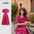Lovito Vestido Casual Feminino em Rosa e Vermelho para Primavera/Verão L135ED546
