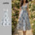 Lovito Vestido Feminino Casual Estampado Floral com Gola Contrastante e Cadarço para Verão e Primavera L129AD161