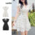 Lovito Vestido Casual Feminino de Camada Dupla com Estampa Floral, Amarração e Babados L73AD128 (Multicolorido)