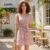 Lovito Vestido Boho com Botões Franzido Macio e Confortável Vestido Rosa para primavera/verão L137ED2894