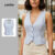 Blusa Casual Feminina Lovito Azul com Botões Frontais para Primavera/Verão L138AD878
