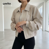 Casaco Feminino Casual Impermeável Lovito com Zíper e Botão LNA34140 – Damasco