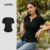 Lovito Camiseta Feminina Preta Casual Com Botão Lisa Dividida Frontal Primavera/Verão L135A2D216