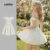 Lovito Vestido Floral Off White com Ombro Frio e Estampa Ditsy para Mulheres, Primavera/Verão, L136AD222