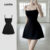 Lovito Vestido Feminino Casual Preto Retro com Fivela de Metal e Alça Ajustável para Primavera Verão L134ED1004
