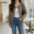 Lovito Refine Blazer Frontal Casual Liso Botões Feminino LNA400916