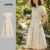 Lovito Vestido Feminino Casual de Primavera/Verão com Botões e Boa Textura LBL26039