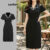 Lovito Vestido Feminino Elegante Botão Liso e Encadernação Contrastante L104ED692