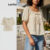 Lovito Blusa Feminina de Renda com Gola Quadrada e Malha Lisa em Contraste LNE19122 (Damasco)