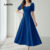 Lovito Vestido Feminino Azul, Design Elegante para Verão e Primavera, Modelagem Simples L134ED807