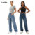Lovito Calças Jeans Flare Casual Lisas com Cintura Alta L30AD0504