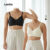 Lovito Sutiã Feminino Sem Arame Push Up Liso em Malha Canelada para Verão e Primavera Champanhe LNA104020