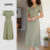 Lovito Vestido Feminino Verde com Fivela Metálica e Bolsos Falsos Elegante para Primavera/Verão L137ED307