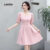 Lovito Vestido Feminino Casual Liso Plissado L131LD1281